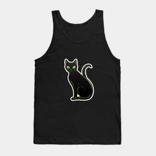 Mysterious Black Cat with Piercing Green Eyes Tank Top